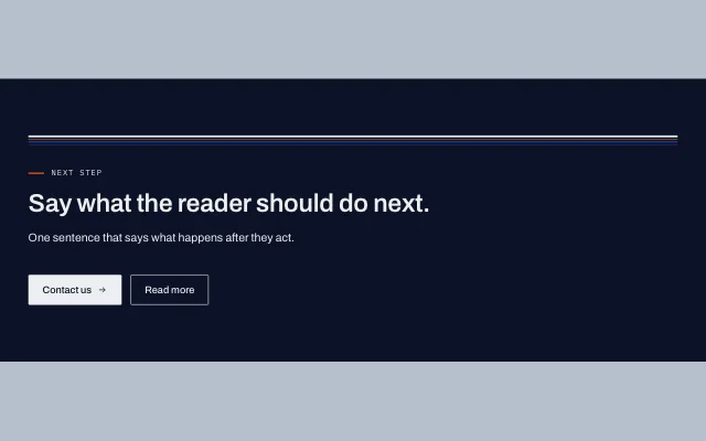 Preview of the Call to action section template