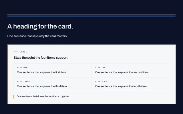 Preview of the Callout card section template