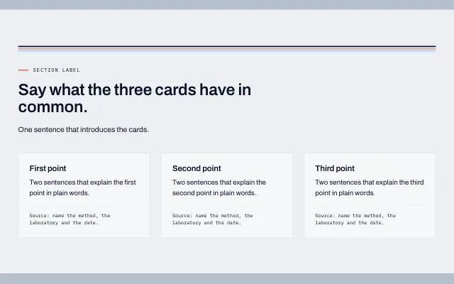 Preview of the Cards with heading section template