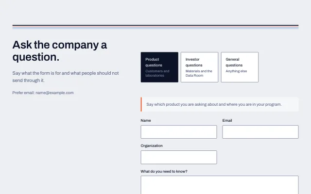 Preview of the Contact section section template