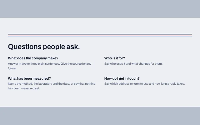 Preview of the FAQ section template