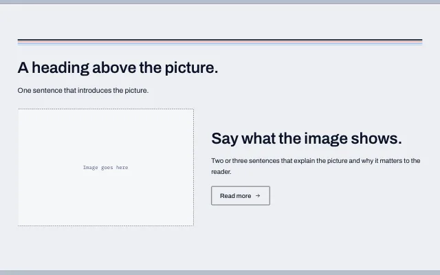 Preview of the Image and heading section template