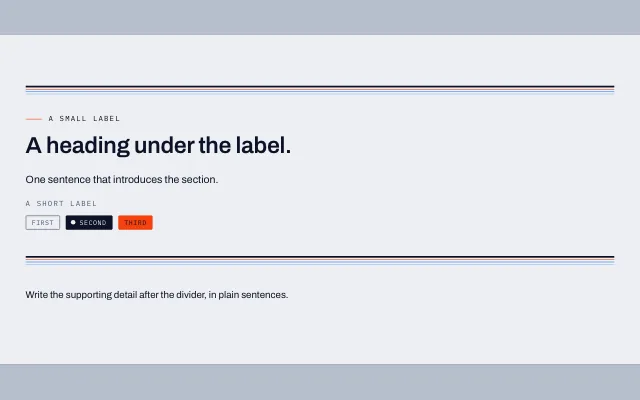 Preview of the Labels and dividers section template