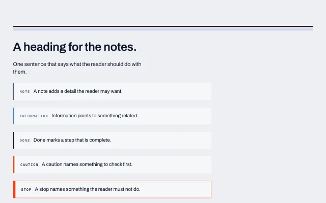 Preview of the Notes section template
