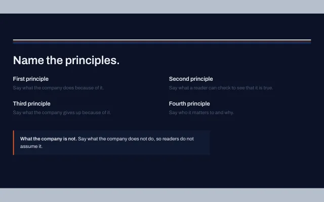 Preview of the Principles section template