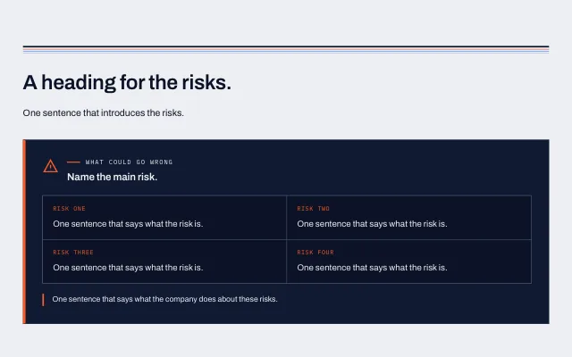 Preview of the Risk card section template