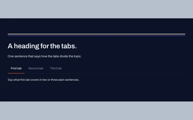 Preview of the Tabs section template