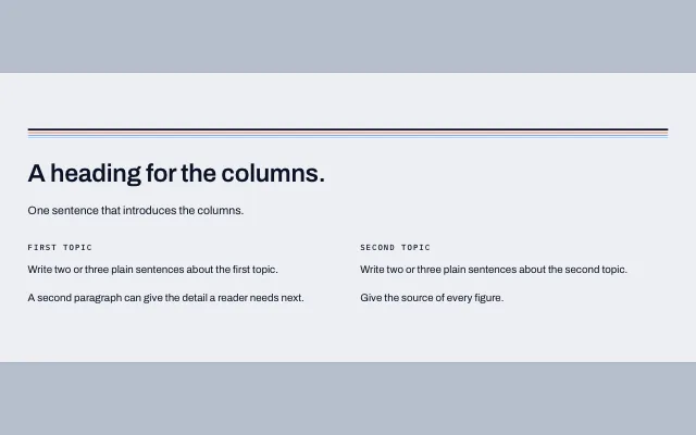 Preview of the Text columns section template