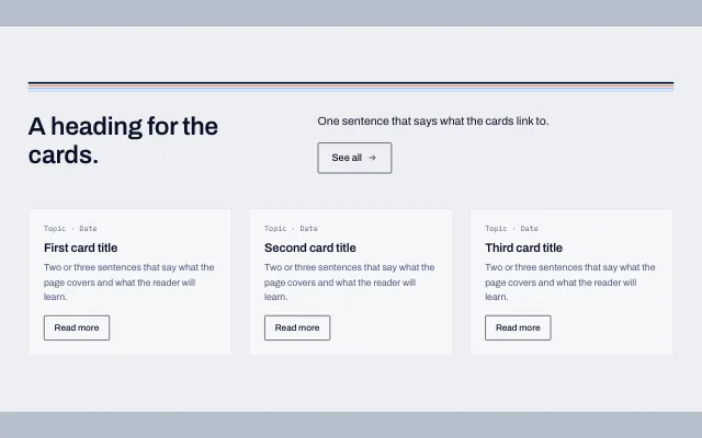 Preview of the Three cards section template
